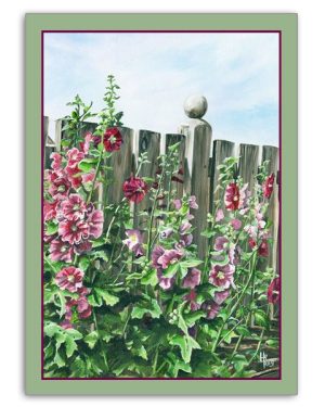 Hollyhocks Greeting Card
