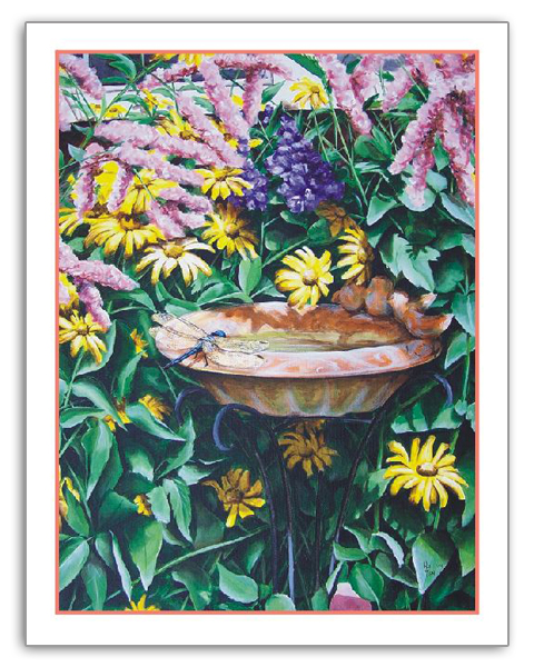 "Bird Bath" Note Card